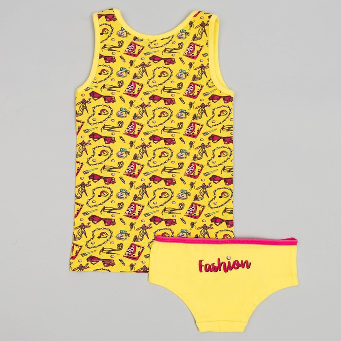 Комплект для девочки (майка,трусы), рост 80 (52) см, цвет жёлтый 3163_М