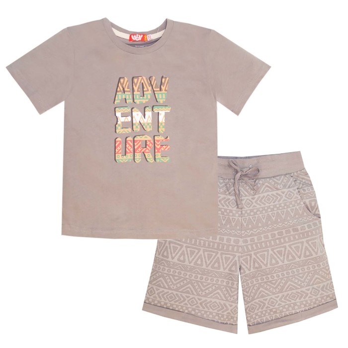 Комплект для мальчика (футболка+шорты), рост 92 (52) см, цвет серый/светло-серый 4225_М