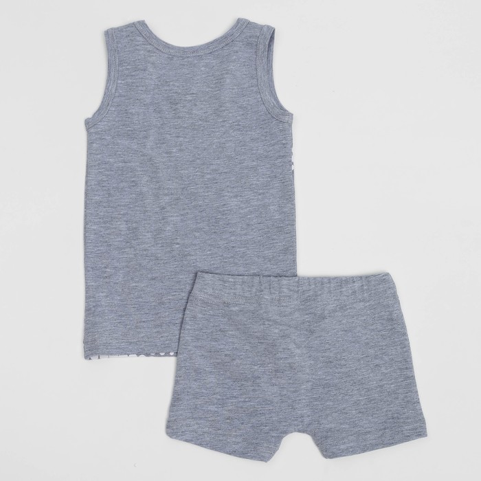 Комплект для мальчика (майка, трусы-боксеры), рост 86 (52) см, цвет серый 3248_М
