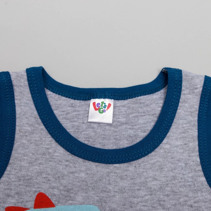 Комплект для мальчика (майка,трусы), рост 62 (40) см, цвет серый меланж/тёмно-синий 3230_М