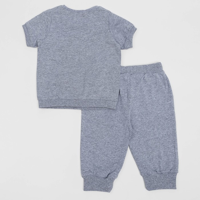 Комплект для девочки (футболка+бриджи) , рост 116 (60) см, цвет серый меланж 4120