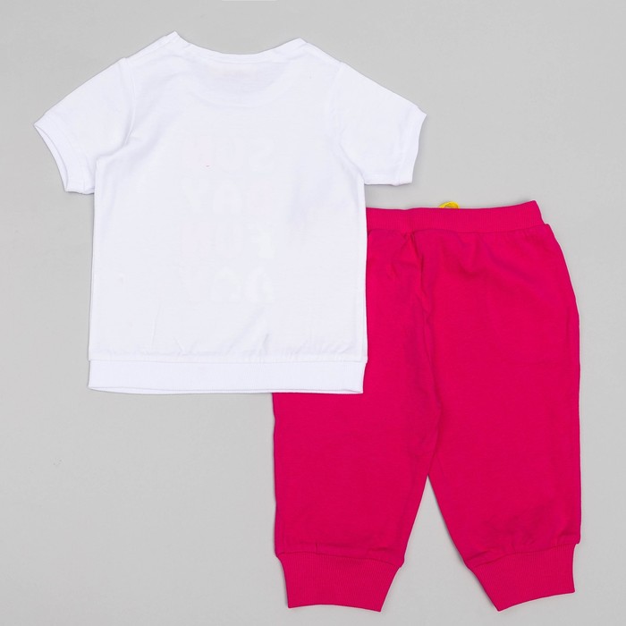 Комплект для девочки (футболка+бриджи) , рост 122 (64) см, цвет белый/малиновый 4120