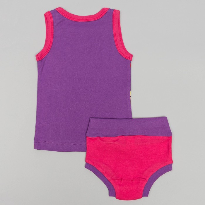 Комплект для девочки (майка с плечом,трусы), рост 68 (44) см, цвет сиреневый/малиновый 3154_ 34455
