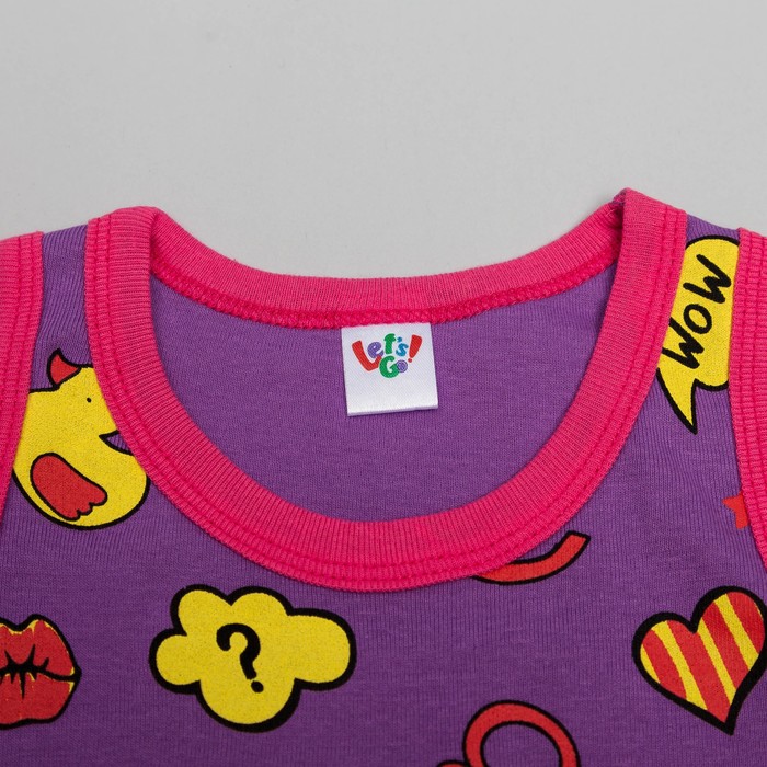 Комплект для девочки (майка с плечом,трусы), рост 68 (44) см, цвет сиреневый/малиновый 3154_ 34455