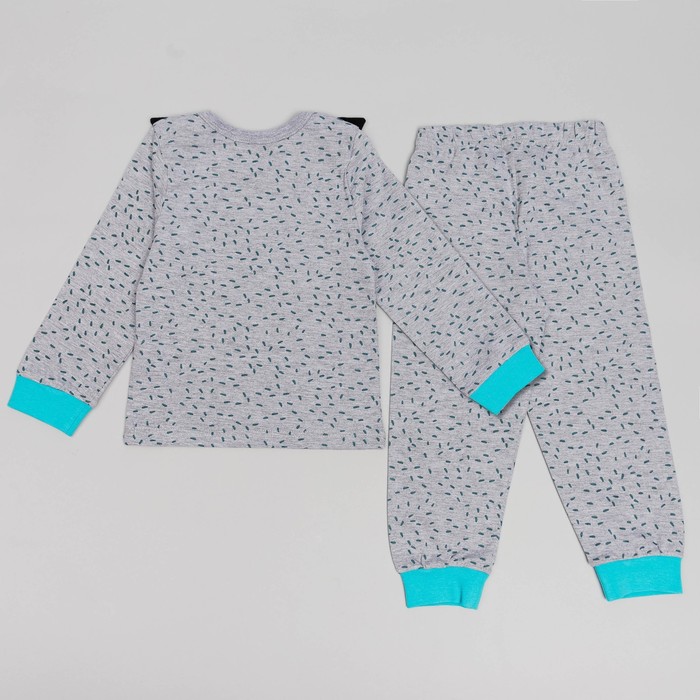 Пижама детская, рост 74 (48) см, цвет серый меланж/голубой 9246_М