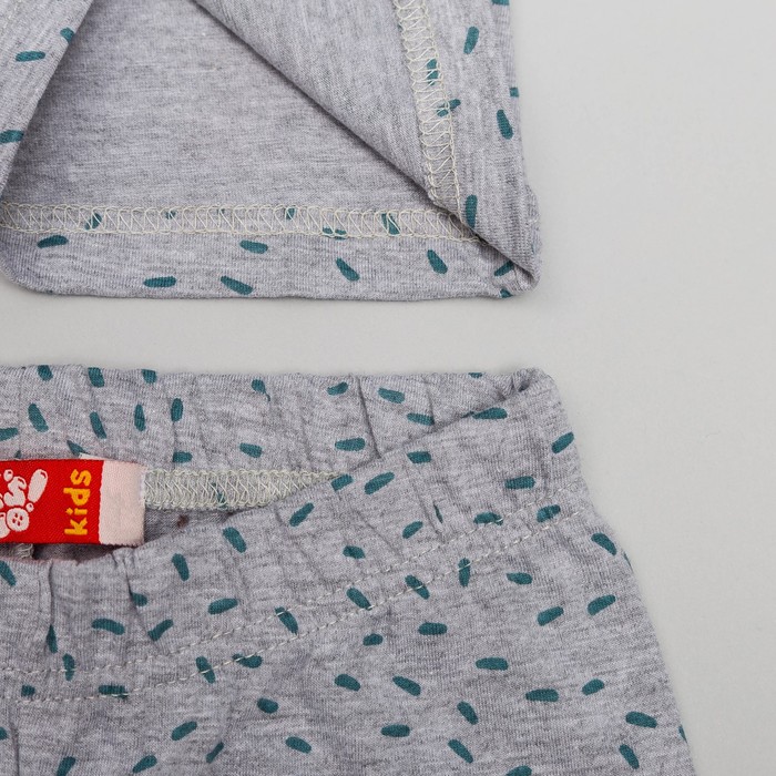 Пижама детская, рост 74 (48) см, цвет серый меланж/голубой 9246_М