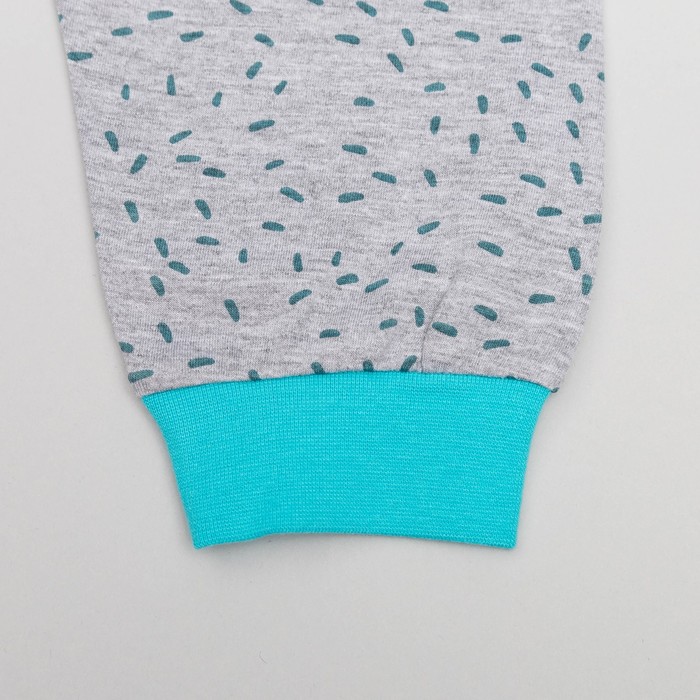 Пижама детская, рост 74 (48) см, цвет серый меланж/голубой 9246_М