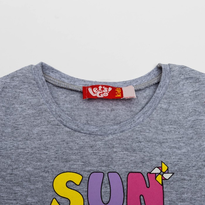 Комплект для девочки (футболка+бриджи) , рост 128 (64) см, цвет серый меланж 4120