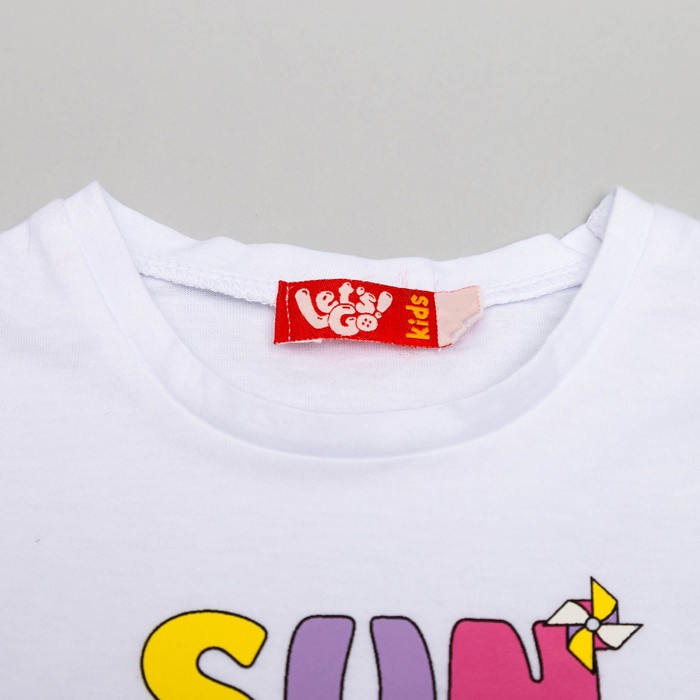 Комплект для девочки (футболка+бриджи) , рост 92 (52) см, цвет белый/малиновый 4120_М