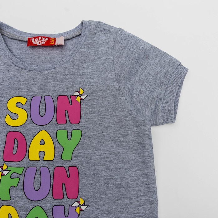 Комплект для девочки (футболка+бриджи) , рост 92 (52) см, цвет серый меланж 4120_М