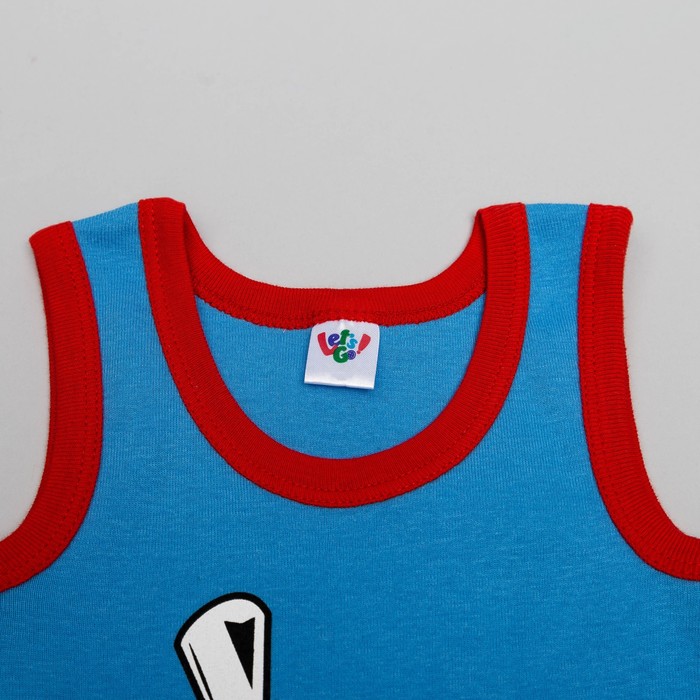 Комплект для мальчика (майка, трусы-боксеры), рост 86 (52) см, цвет голубой/красный 3251_М