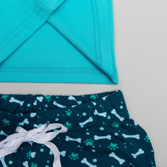 Пижама для мальчика, рост 92 (52) см, цвет голубой/серо-синий 9237_М