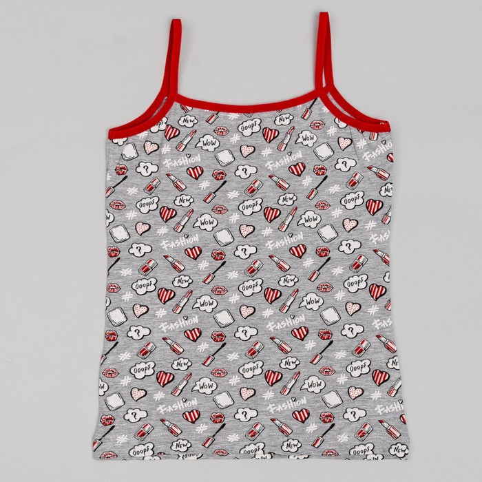 Майка для девочки на бретелях, рост 164 (80) см, цвет серый 2153