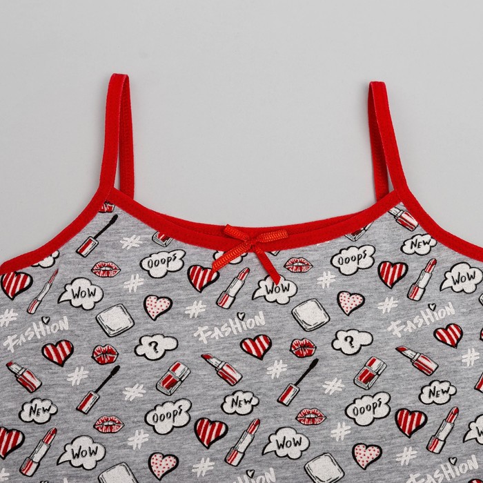 Майка для девочки на бретелях, рост 164 (80) см, цвет серый 2153