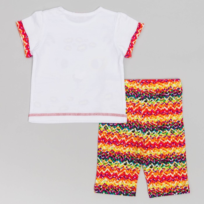 Комплект для девочки(футболка+бриджи), рост 74 (48) см, цвет белый/сафари 4125_М