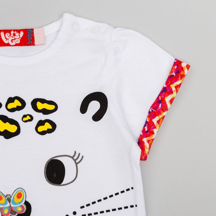 Комплект для девочки(футболка+бриджи), рост 74 (48) см, цвет белый/сафари 4125_М