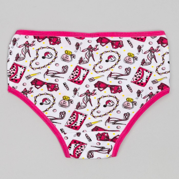 Трусы для девочки, рост 122/128 (64) см, цвет белый/малиновый 1261