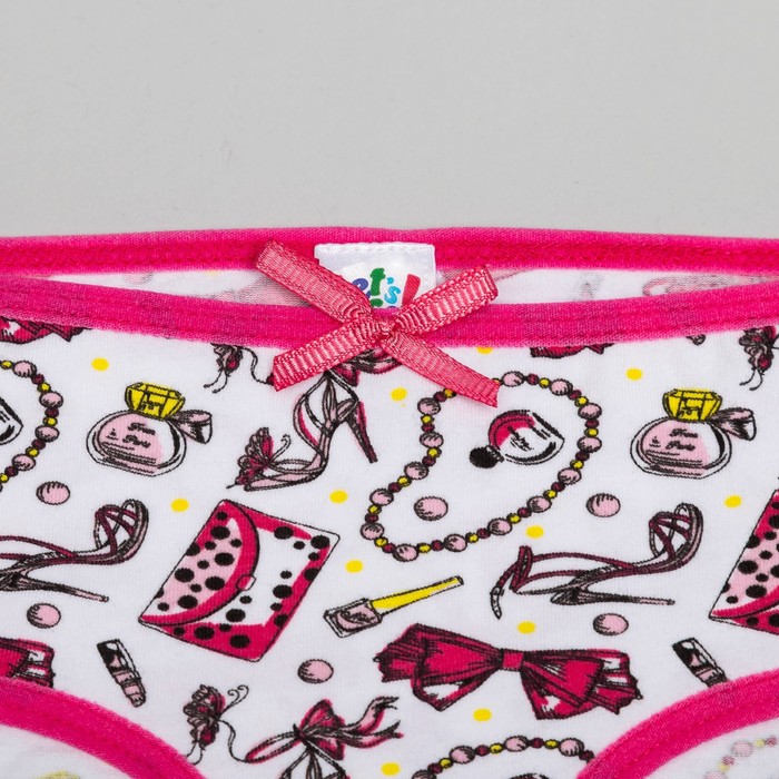 Трусы для девочки, рост 122/128 (64) см, цвет белый/малиновый 1261