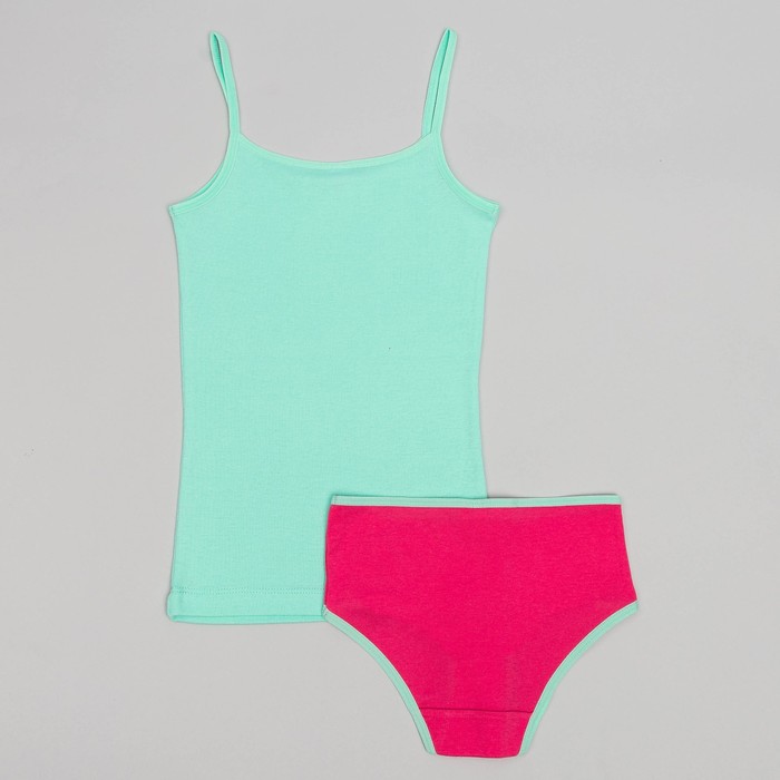 Комплект для девочки (майка, трусы), рост 164 (80) см, цвет мятный/малиновый 3167