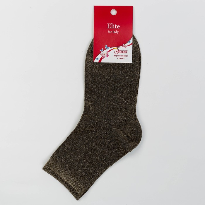 Носки женские с люрексом, цвет золотисто-чёрный, размер 23-25