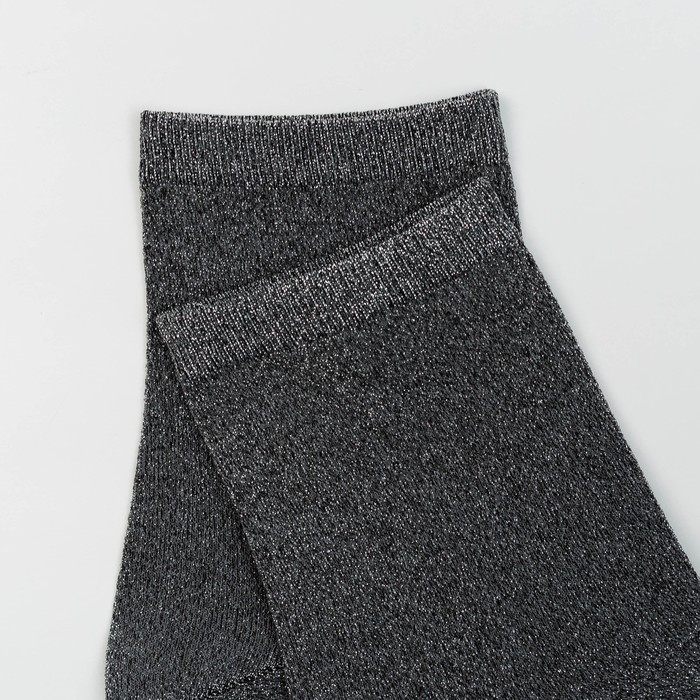 Носки женские с люрексом, цвет серебристо-чёрный, размер 23-25