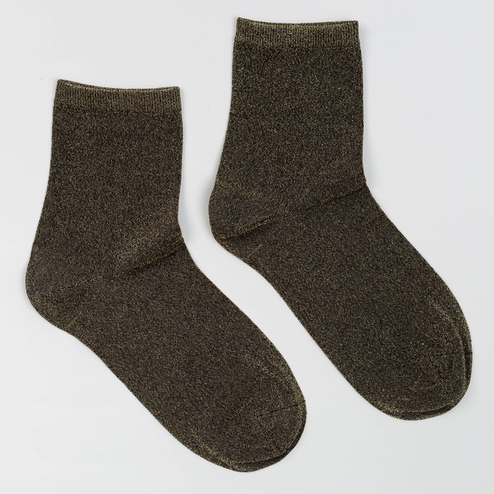 Носки женские с люрексом, цвет золотисто-чёрный, размер 25-27