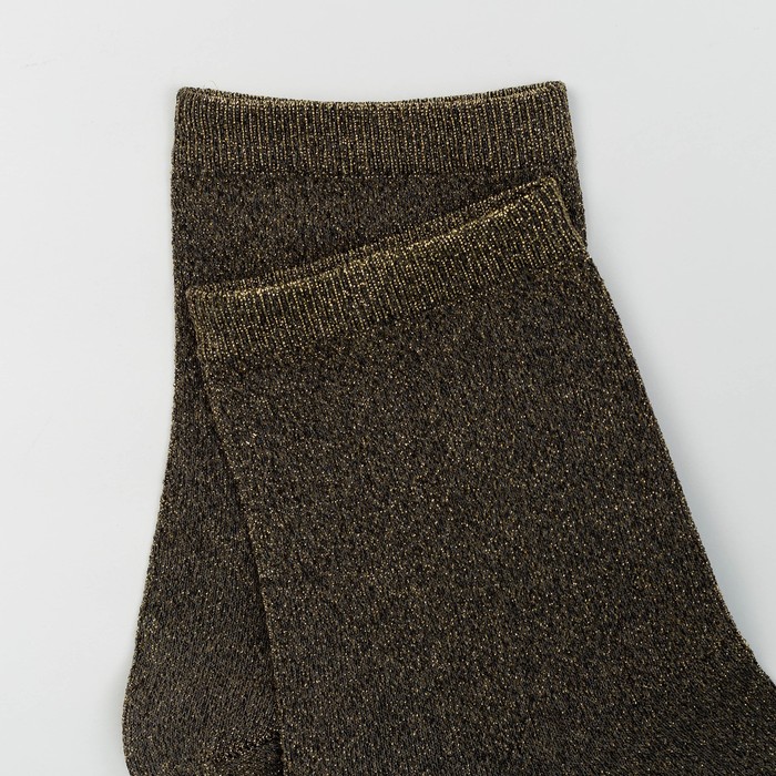 Носки женские с люрексом, цвет золотисто-чёрный, размер 25-27
