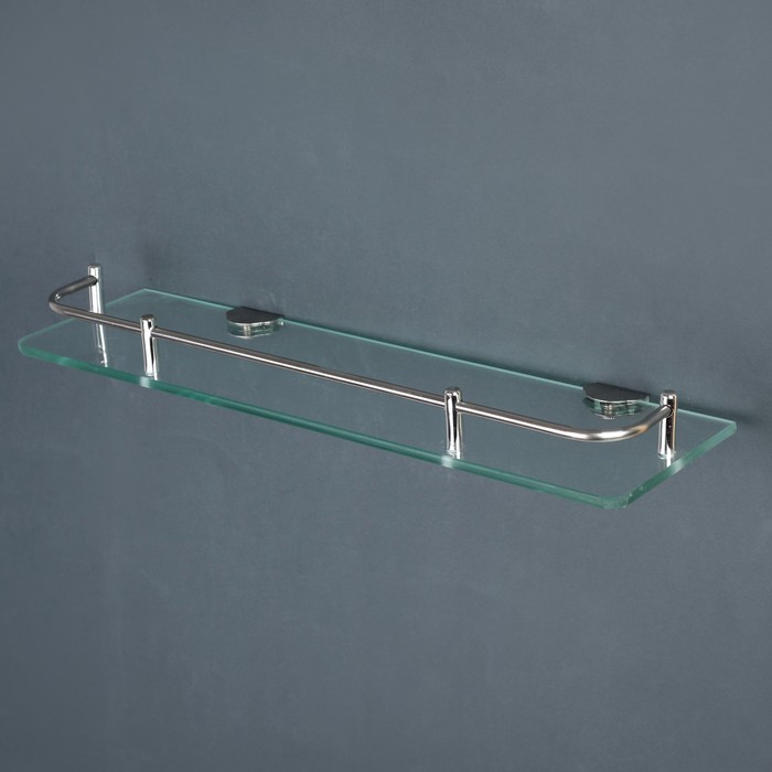 Полка для ванной комнаты, 40126 см, нержавеющая сталь, стекло