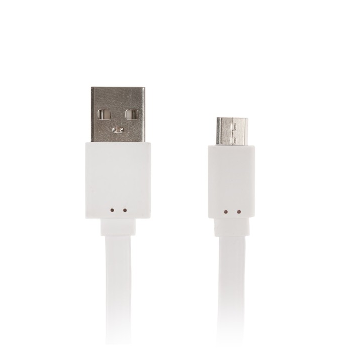 Провод Luazon USB - Micro USB, 0,2 метра, белый, плоский, только зарядка