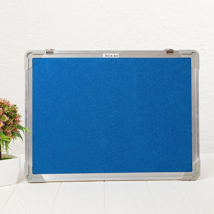 Доска под кнопки двустороняя, синняя и пробковая, 40 × 30 см