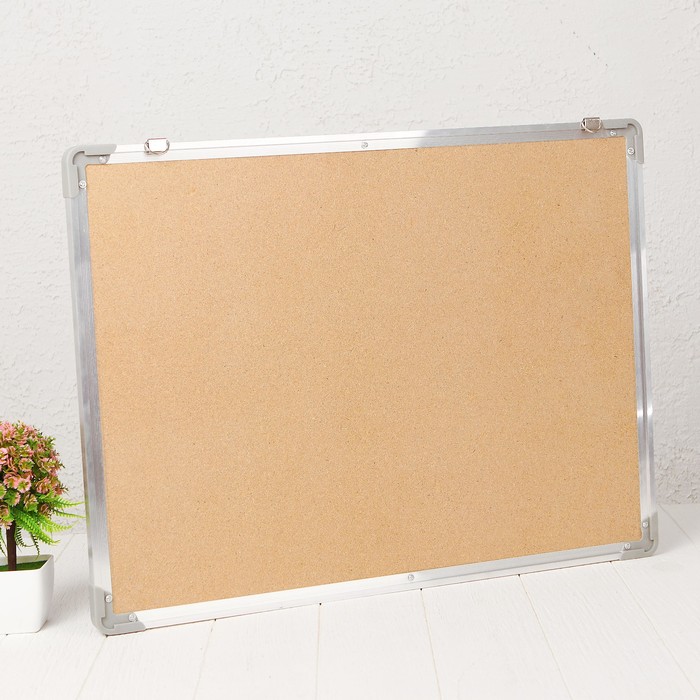 Доска под кнопки двусторонняя, синяя и пробковая, 60 × 45 см