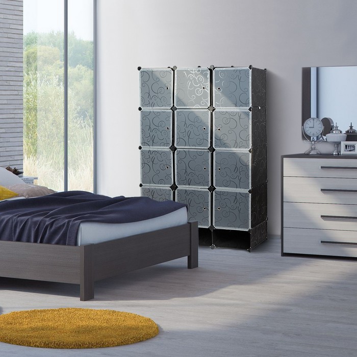 Шкаф для одежды сборный 110,5х37х163,5 см, пластик, цвет черно-белый