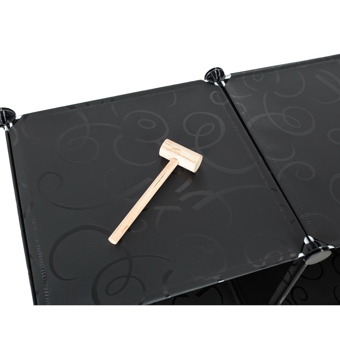 Шкаф для хранения 4 яруса сборный, пластик, цвет черно-белый, 39,5х37х146 см