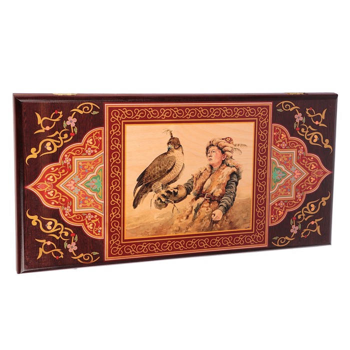 Нарды-шашки "Соколиная охота" (доска дерево 60х60 см)