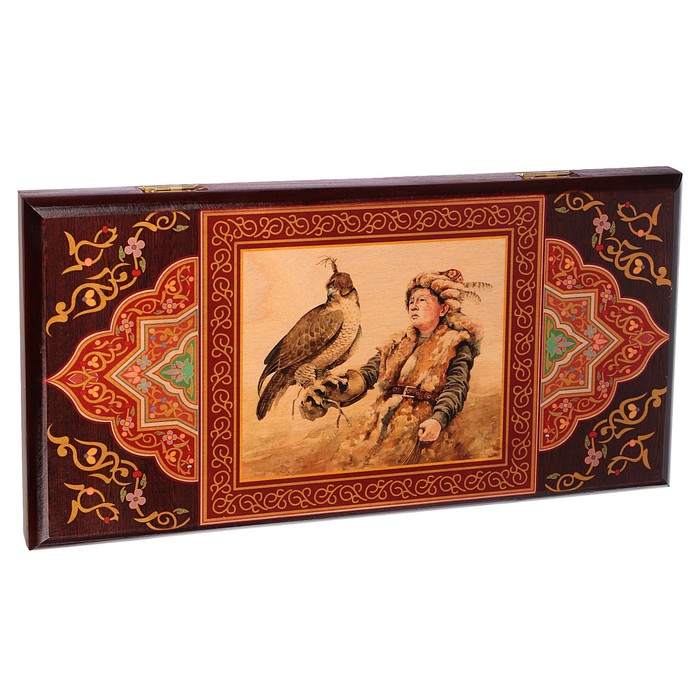 Нарды-шашки "Соколиная охота" (доска дерево 40х40 см)