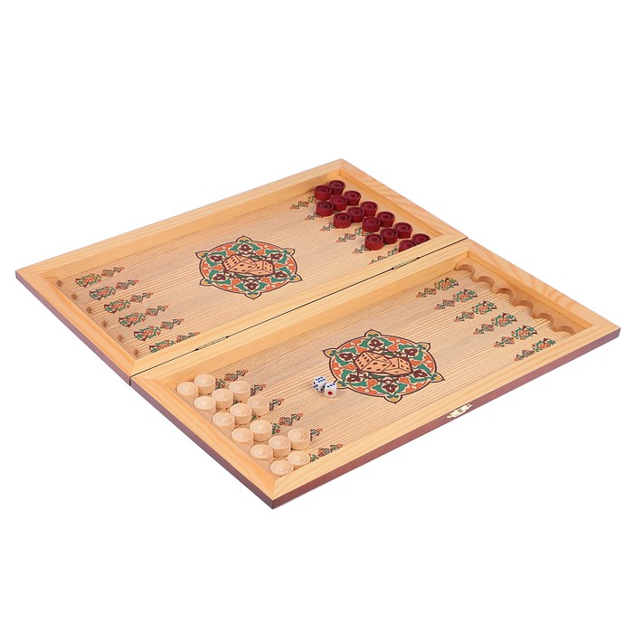 Нарды-шашки "Соколиная охота" (доска дерево 40х40 см)