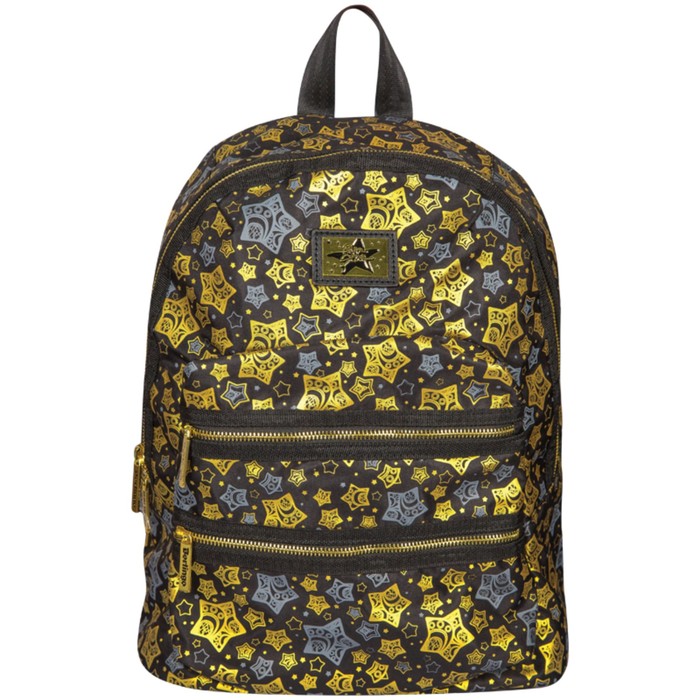 Рюкзак на молнии Berlingo Fashion Golden stars, 1 отделение, 2 кармана, цвет чёрный