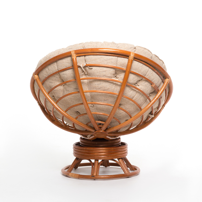 Кресло-качалка PAPASAN, с белой подушкой, ротанг, цвет коньячный, 23/01В