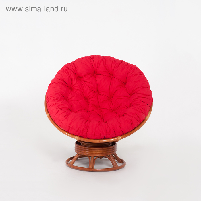 фото Кресло-качалка papasan, с красной подушкой, ротанг, цвет коньячный, 23/01в vinotti