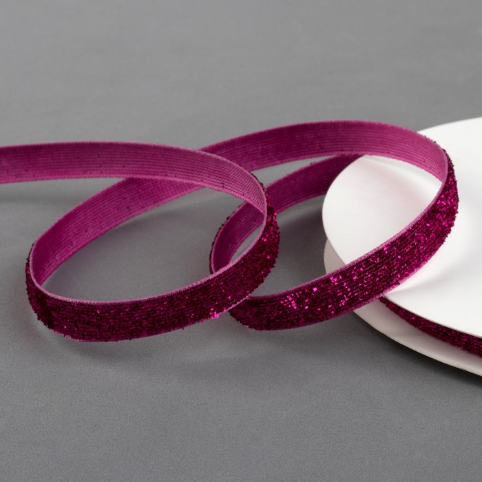 Лента декоративная "Блёстки", 10мм, 19±1м, цвет фуксия