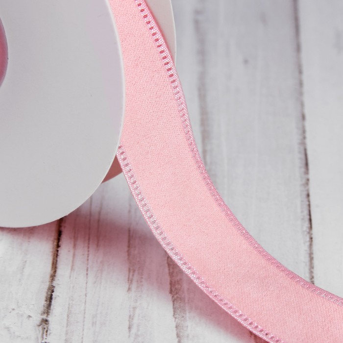 Лента декоративная "Вельвет", 20мм, 9±1м, №01, цвет розовый