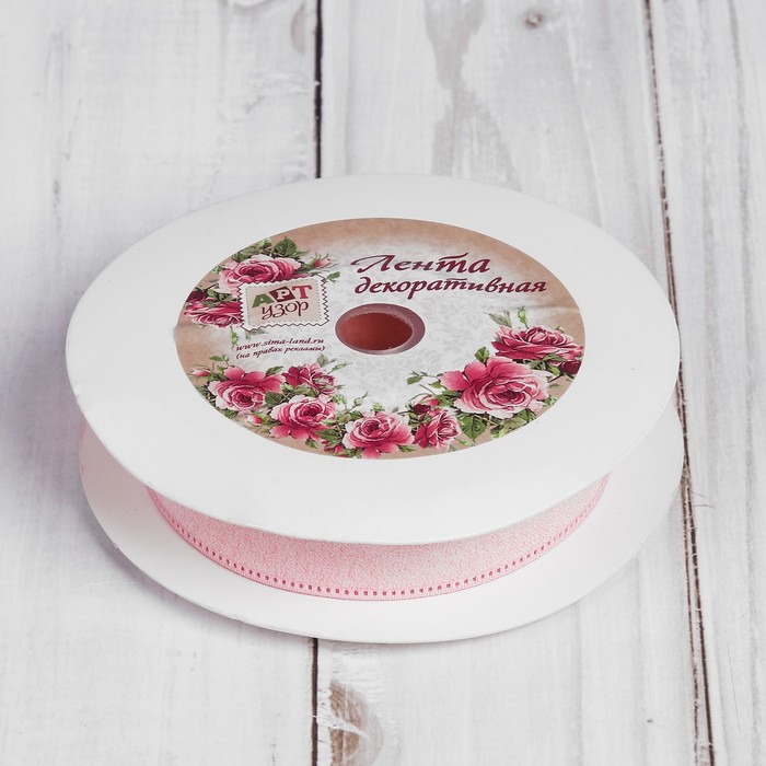 Лента декоративная "Вельвет", 20мм, 9±1м, №01, цвет розовый