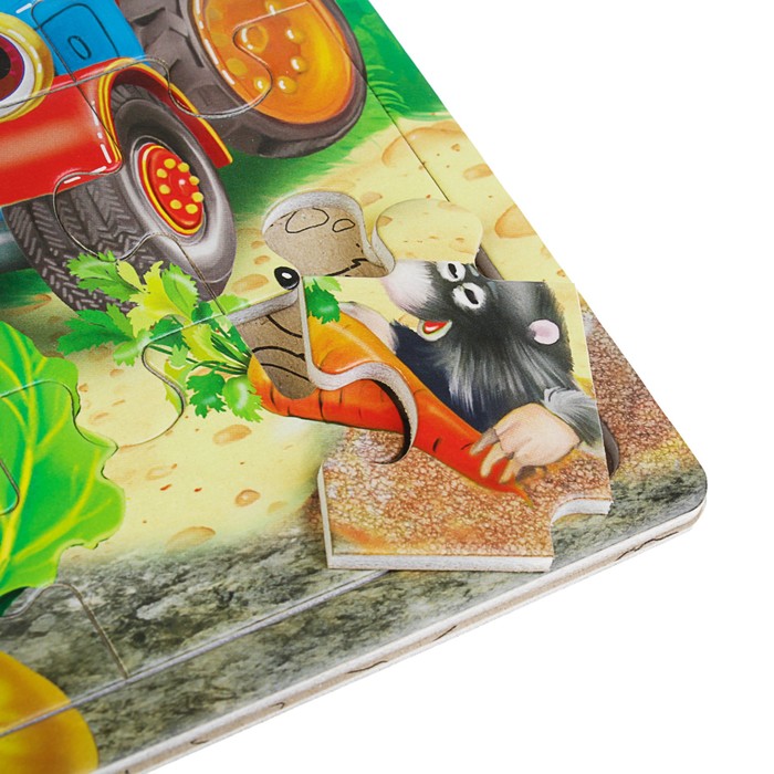 Книжка-пазл 6 картинок «Весёлые машинки»