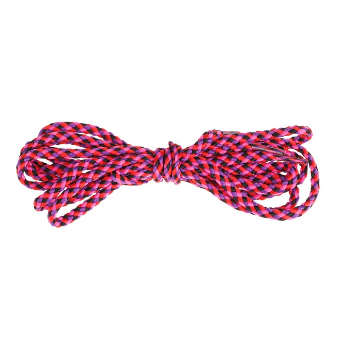 Шнурки с круглым сечением "Плетёные", d=3мм, 110см, пара, цвет розовый/чёрный/красный