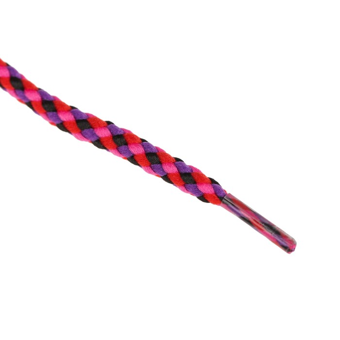 Шнурки с круглым сечением "Плетёные", d=3мм, 110см, пара, цвет розовый/чёрный/красный
