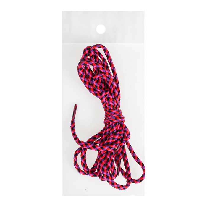 Шнурки с круглым сечением "Плетёные", d=3мм, 110см, пара, цвет розовый/чёрный/красный