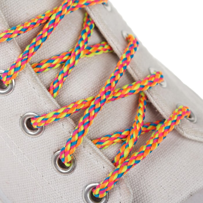 Шнурки с круглым сечением "Плетёные", d=4мм, 110см, пара, цвет неоновый жёлтый/оранжевый/голубой/розовый