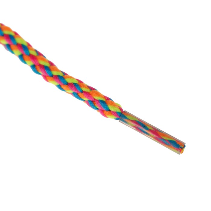 Шнурки с круглым сечением "Плетёные", d=4мм, 110см, пара, цвет неоновый жёлтый/оранжевый/голубой/розовый