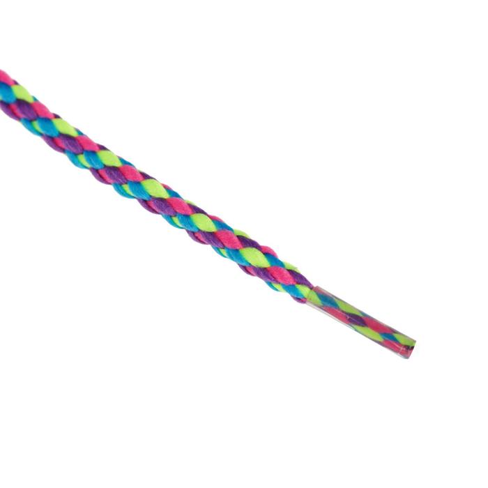 Шнурки с круглым сечением "Плетёные", d=4мм, 110см, пара, цвет неоновый зелёный/голубой/фиолетовый/розовый