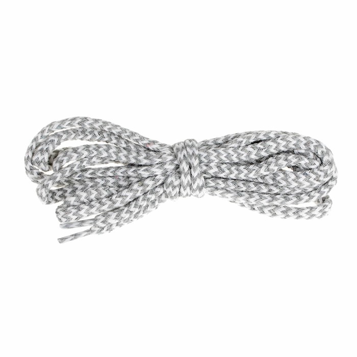 Шнурки с плоским сечением "Плетёные", d=5мм, 110см, пара, цвет белый/серый